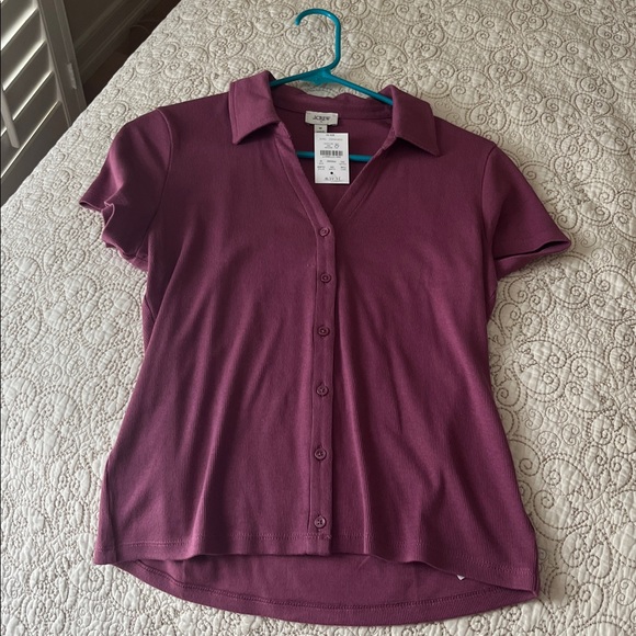 J. Crew Ribbed Button-Up Polo Top - Picture 4 of 6
